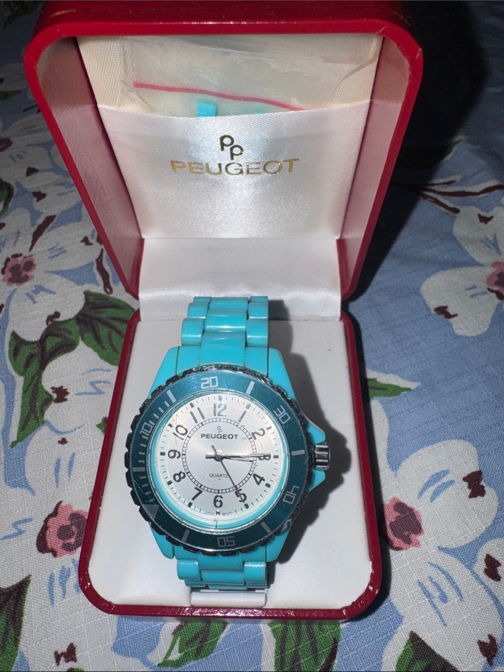 Peugeot Turquoise and White Resin Sport Watch